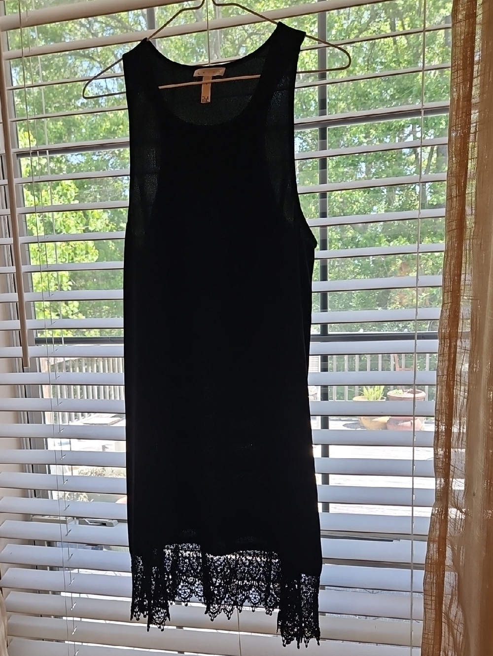 Leith Black Sleeveless Dress with Beautiful Lace Hem